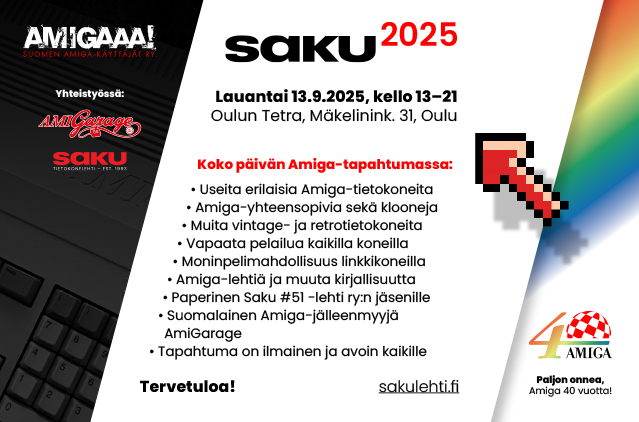 Saku 2025 lauantaina 13.9.2025 kello 13-21 Oulun Tetra, Oulu